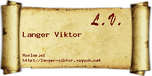 Langer Viktor névjegykártya
